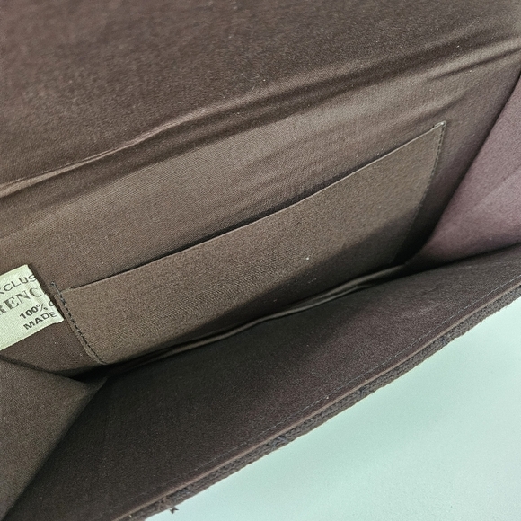 VINTAGE Lawrence Bentley Brown Floral Embroidered Brown Clutch Wristlet Bag - Picture 6 of 9